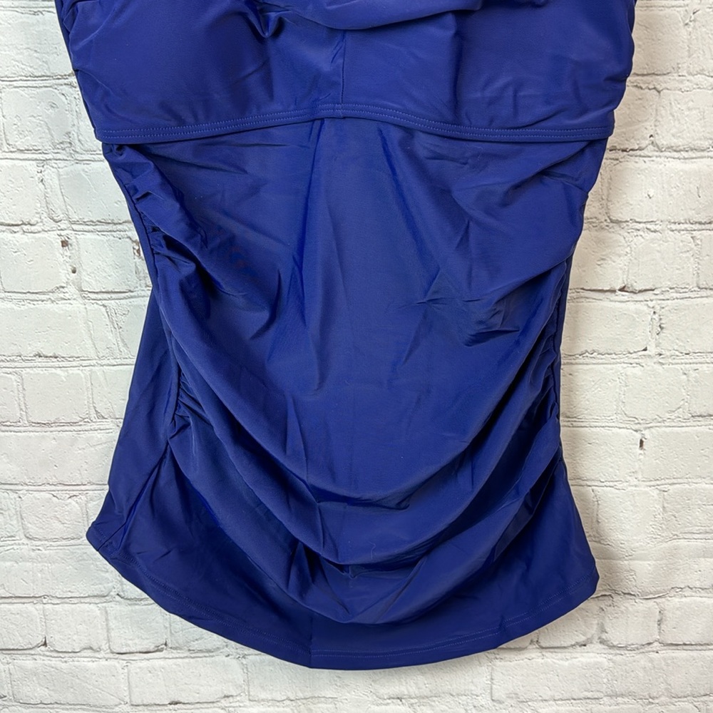 BloomChic Navy Crossover Gathered Tankini Swim Top Plus Size 1X - Picture 5 of 7